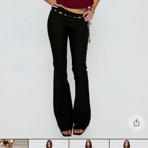 Black Button Belt Pants